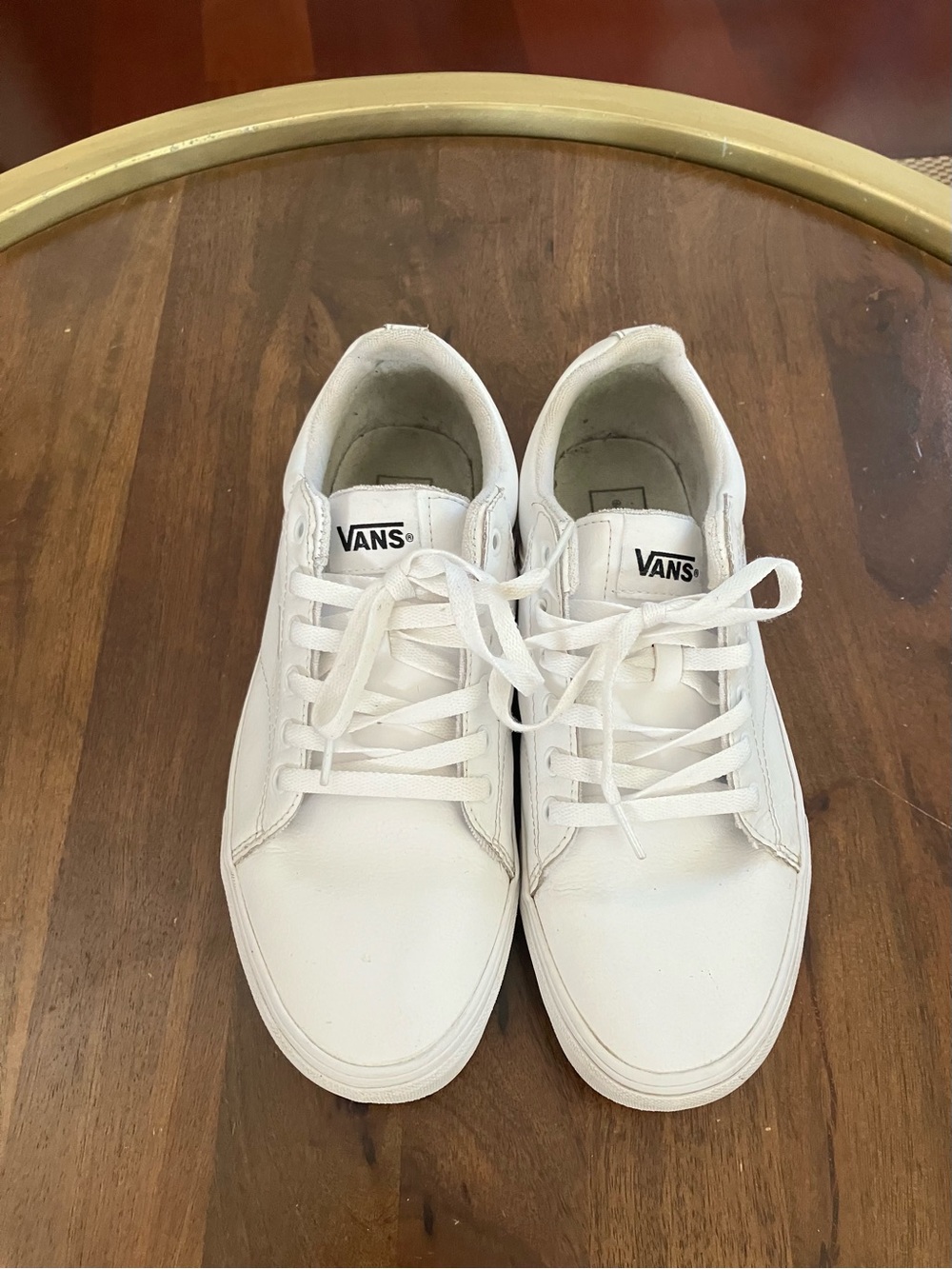 Vans Selden True White Leather Low Top Sneakers Mens 10 Womens 11.5 500714